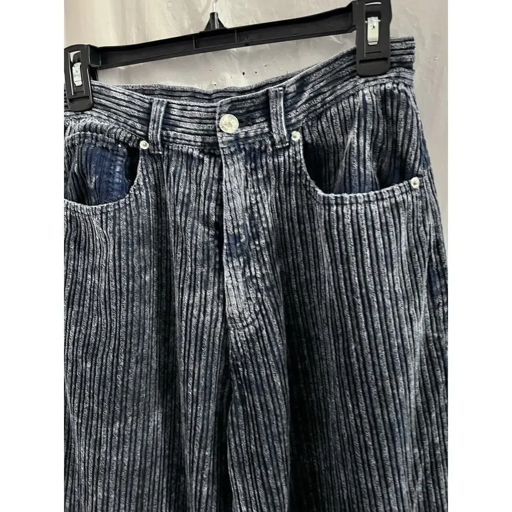 Urban Outfitters Bdg Blue Acid Washed High Rise Baggy Wide Leg Corduroy Pants 29